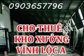 Chính chủ cần cho thuê kho xưởng 1.200m2 Đường Kên Trung Ương ấp 3A X.Vĩnh Lộc A - H.Bình Chánh - TP.HCM