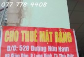 Chính chủ cần cho thuê Mặt bằng đ/c 528 Đường Hoàng Hữu Nam phường Long Bình T/P Thủ Đức TP HCM