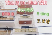 Hẻm ô tô 8m - Tỉnh Lộ 10 - Bình Tân - 5 TẦNG - 4M x 16M - nhỉnh 7 tỷ