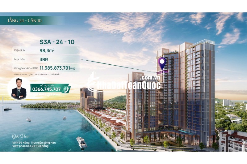 ĐỈNH NÓC KỊCH TRẦN CĂN 3 PN VIEW PHÁO HOA , HÀNG HIẾM KHÓ KIẾM , CK 21%