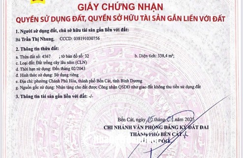 ĐẤT NỀN GIÁ RẺ THÀNH PHỐ BẾN CÁT- BÌNH DƯƠNG