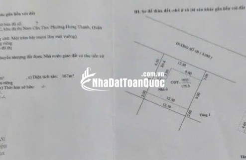 BÁN BIỆT THỰ TẠI KDC NAM LONG QUẬN CÁI RĂNG TP CẦN THƠ 175M2 SHR CHỈ 7,5 TỶ. LH:0989963143.