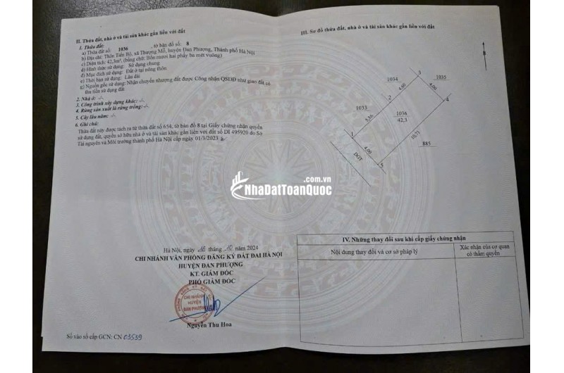 Bán nhanh 42m2 đất tại Thượng Mỗ, Đan Phượng, giá  66 tr