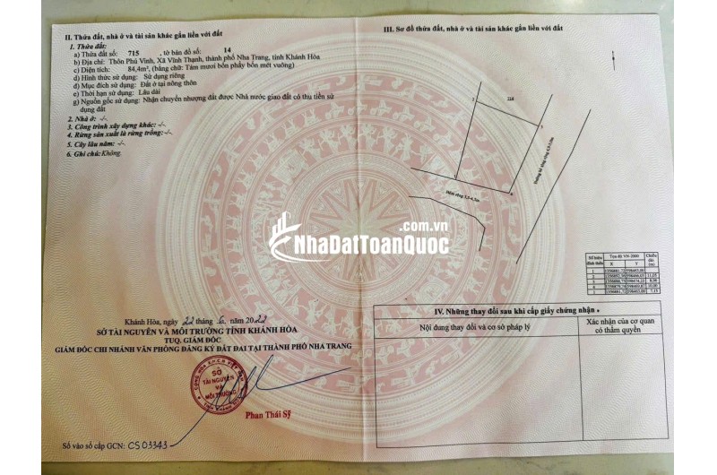 Bán lô góc tại xã Vĩnh Thạnh, Nha Trang . Giá : 2 tỷ 190 triệu