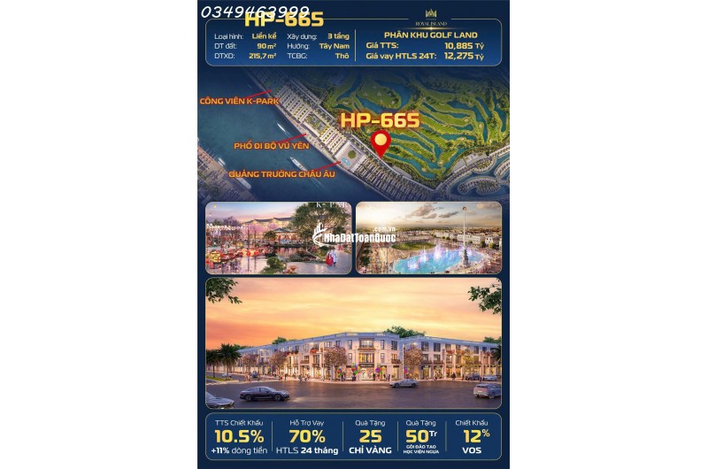 SIÊU PHẨM LIỀN KỀ HP-665 – VỊ TRÍ VÀNG TRUNG TÂM GOLF LAND, ĐẢO VUA ROYAL ISLAND