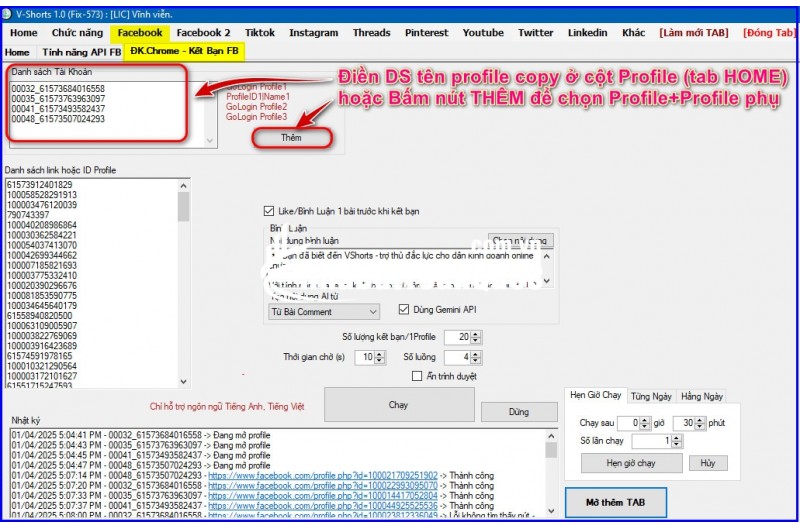Phần mềm Đăng Marketplace Vshorts Tự động mọi tính năng trên Facebook