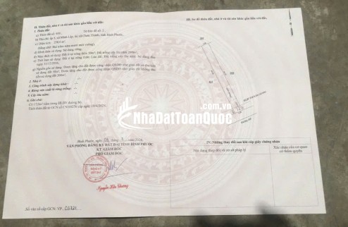 ĐẤT GẦN KHU CÔNG NGHIỆP CHƠN THÀNH GIÁ CHỈ HƠN 200TR