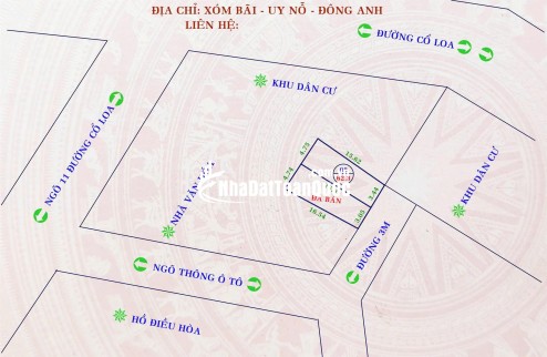 Chính chủ gửi bán nhanh 62.3m2 đất xóm Bãi, Uy Nỗ, Đông Anh giá chỉ 55 triệu/m2 rẻ hơn thị trường 10 giá