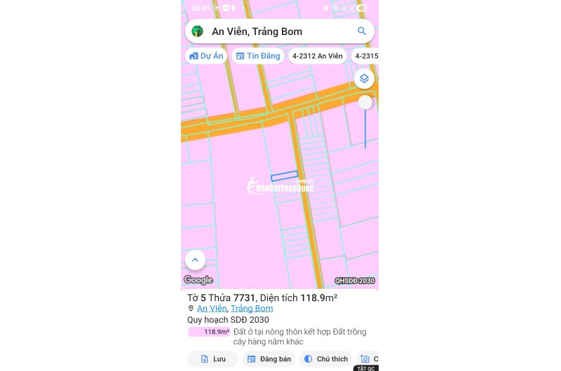  BÁN ĐẤT THỔ CƯ AN VIỄN – TRẢNG BOM – GIÁ CHỈ 1 TỶ ĐỒNG 