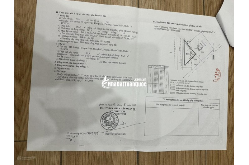Bán kho, nhà xưởng tại mặt tiền đường Tô Ngọc Vân, 1500m2, Q12, HCM - giá cực chất
