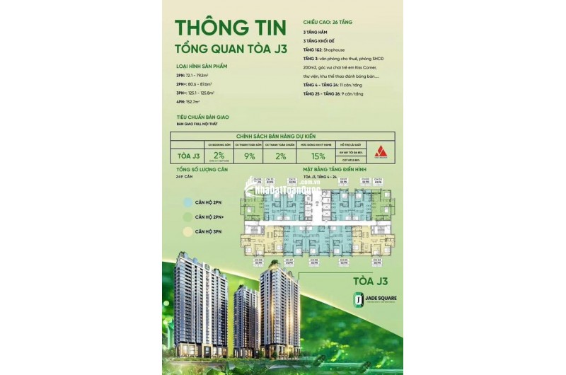  Jade Square Tây Hồ Tây – Tòa VIP – Giá tốt – Hỗ trợ vay – CK cao
