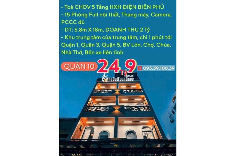 CƠ HỘI ĐẦU TƯ AN TOÀN– DÒNG TIỀN ỔN ĐỊNH TRÊN 2 TỶ/NĂM- CHDV CÁC QUẬN TRUNG TÂM: chỉ từ 11 Tỷ. LH: 0933910039