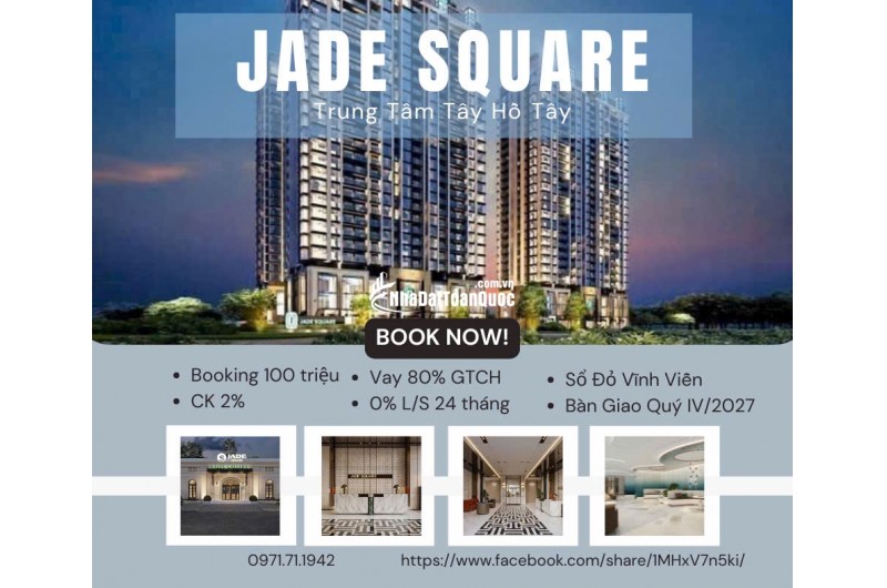 CĂN HỘ CAO CẤP - JADE SQUARE TÂY HỒ TÂY - VIEW CÔNG VIÊN HIẾM - 128 M2 - CHỈ 12 TỶ