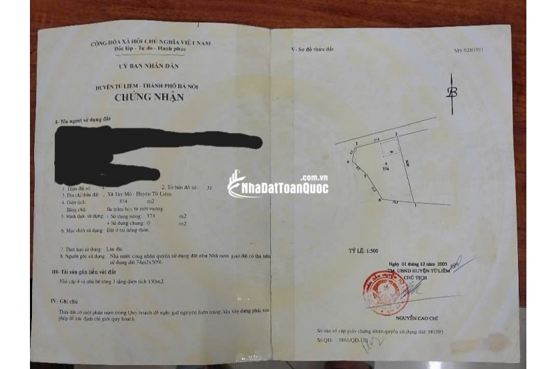 Bán gấp đất thổ cư, sổ đỏ chính chủ tại Tây Mỗ, Hà Nội
