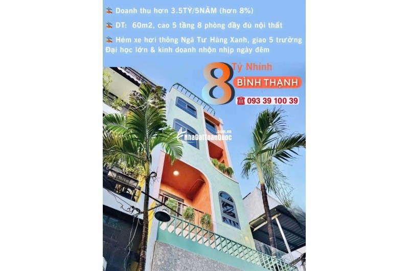 BÁN NHÀ KẾ Q1- Q3- Q4- Q10 - DOANH THU: 3.6 TỶ/5 NĂM- CAO 5 TẦNG HƠN 8 PHÒNG ĐỦ NỘI THẤT: tử 8 tỷ