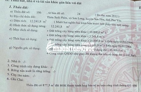  CHÍNH CHỦ CẦN BÁN THỬA ĐẤT PHÚ YÊN – VỊ TRÍ CỰC ĐẸP, GIÁ TỐT 