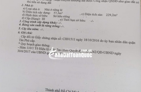 Cần bán nhà đẹp Tô Hiệu, Hiệp Tân, Tân Phú. Diện tích 4.25x16m trệt 3 lầu. Giá 8.8 tỷ