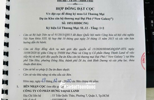 NEW GALAXY – SHOPHOUSE SL.12, 150M², GIÁ 5 TỶ - VỊ TRÍ VÀNG DĨ AN, BÌNH DƯƠNG