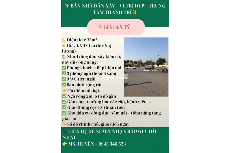  BÁN NHÀ DÂN XÂY – VỊ TRÍ ĐẸP – TRUNG TÂM THANH TRÌ 