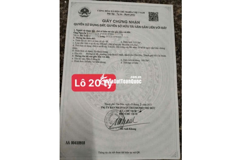 Chính chủ bán gấp 2 lô đất VIP ngay trung tâm Thủ Đức