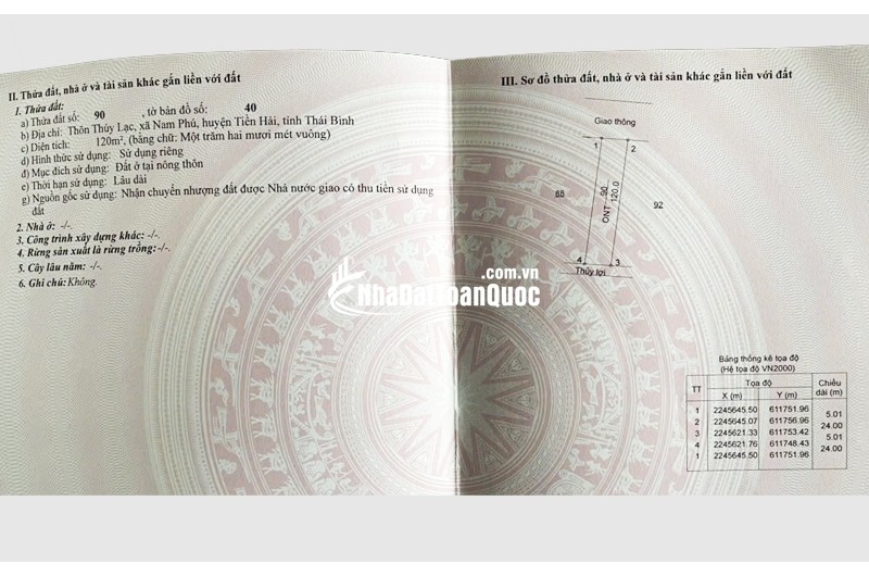 Bán đất tại NAM PHÚ – TIỀN HẢI – THÁI BÌNH giá chỉ 1.8 tỷ