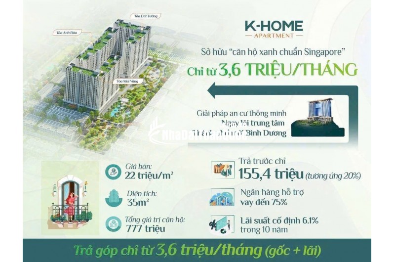 Căn hộ 1PN K‑Home VSIP2 – Không gian xanh, thiết kế thông minh, chỉ 978 triệu