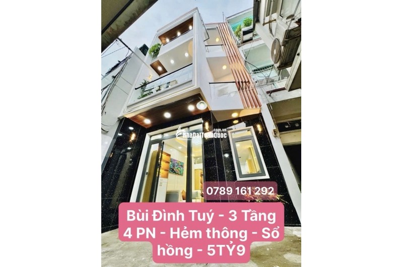 BÙI ĐÌNH TUÝ - P12 - BÌNH THẠNH - 3 TẦNG - 4PN - BAN CÔNG THOÁNG - 5TỶ9