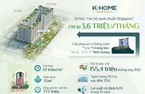 Căn hộ 1PN K‑Home VSIP2 – Không gian xanh, thiết kế thông minh, chỉ 978 triệu