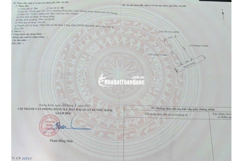 23.x triệu/m2 72m2 Tiểu Trà Hưng Đạo Dương Kinh Zalo 0567222555