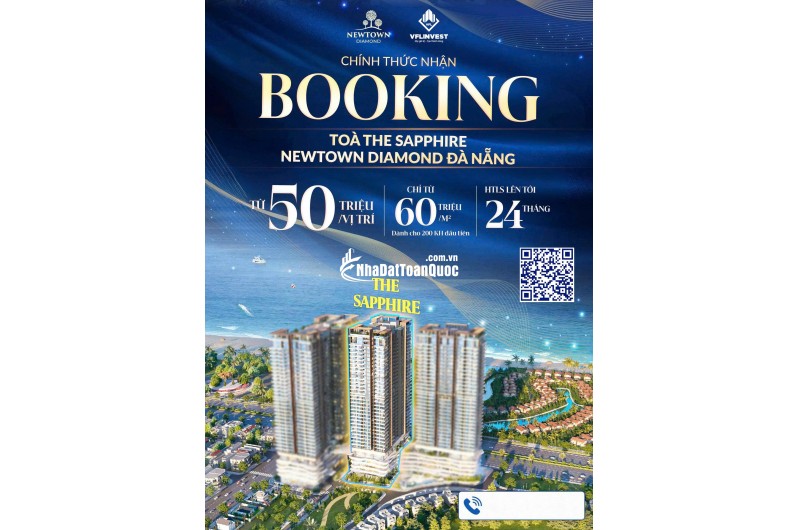 NEWTOWN DIAMOND – TÒA SAPPHIRE: NHẬN BOOKING GIỮ CHỖ CĂN HỘ BIỂN
