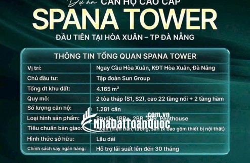 SPANA TOWER – SỞ HỮU CĂN HỘ CAO CẤP TẠI ĐÀ NẴNG CHỈ TỪ 2,8 TỶ
