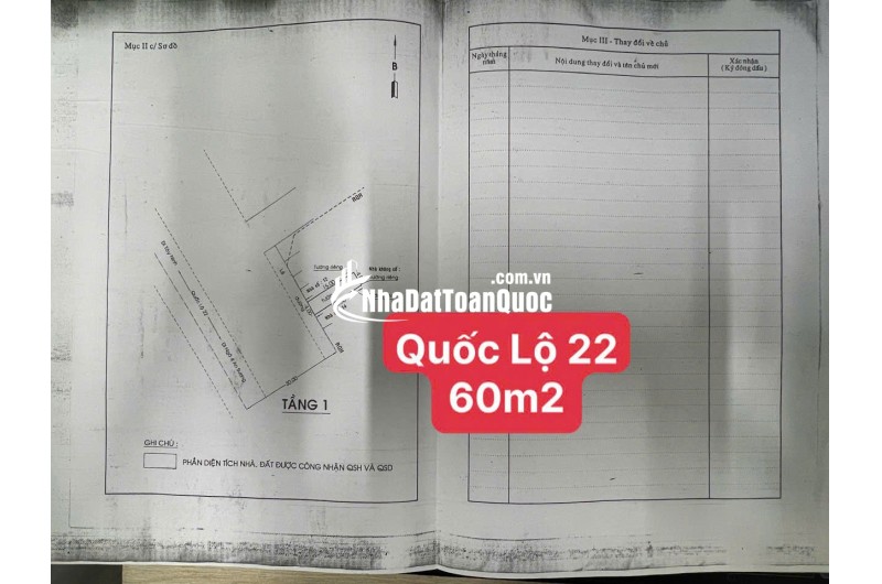 Bán nhà 60m2 mặt tiền Quốc Lộ 22 , Phường Trung Mỹ Tây Q12