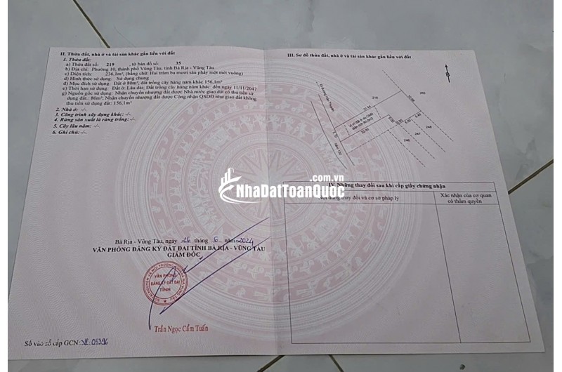 BÁN 236.1M2 ĐẤT TẠI TP VŨNG TÀU, SHR CHỈ 6.1 TỶ. LH: 0969619222.