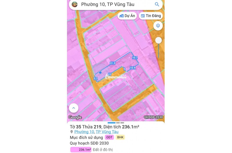 BÁN 236.1M2 ĐẤT TẠI TP VŨNG TÀU, SHR CHỈ 6.1 TỶ. LH: 0969619222.