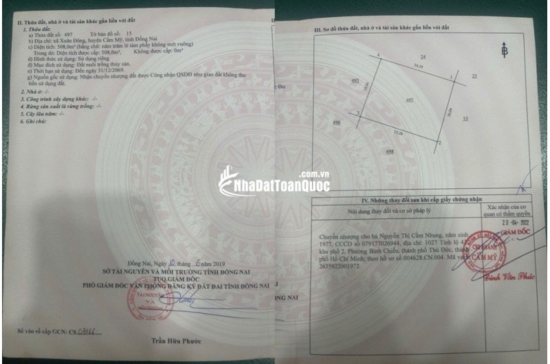 Đất Chính Chủ - Giá Tốt - Cần Bán Đất Tại xã Xuân Đông , huyện Cẩm Mỹ , Đồng Nai