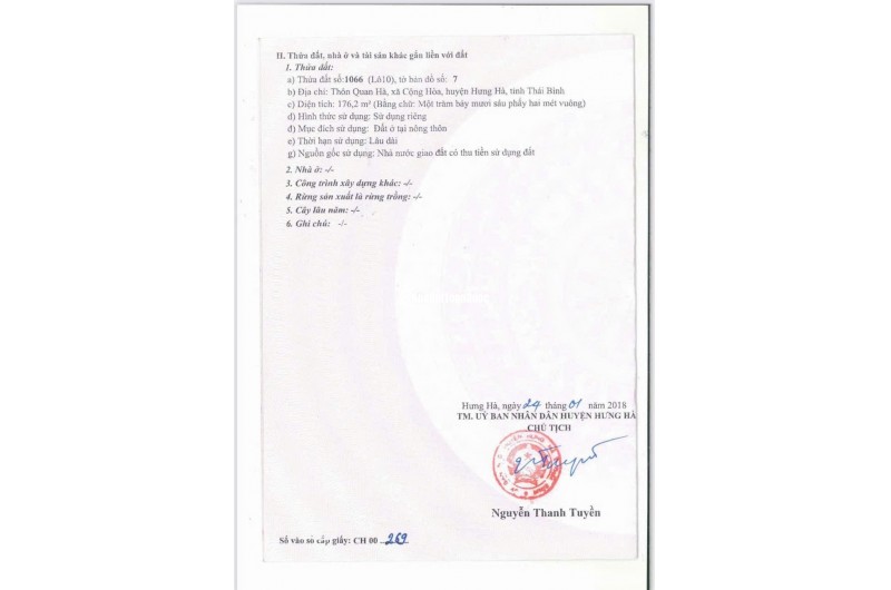 HOT HOT - CẦN BÁN LÔ ĐẤT 2 MẶT TIỀN  TẠI Thôn Quan Hà, Xã Cộng Hòa, Huyện Hưng Hà, Tỉnh Thái Bình