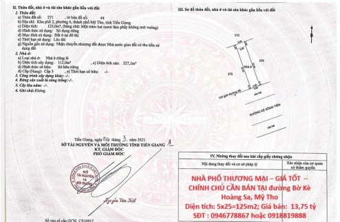 NHÀ PHỐ THƯƠNG MẠI – GIÁ TỐT  – CHÍNH CHỦ CẦN BÁN TẠI đường Bờ Kè Hoàng Sa, Mỹ Tho
