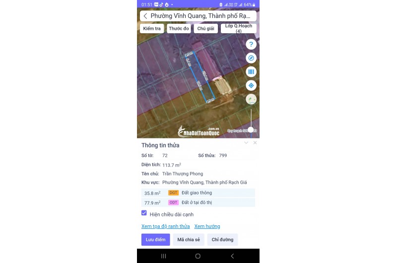 Bán đất khu giáo viên trường Hướng Nghiệp - đường Võ Trường Toản (P Vĩnh Quang cũ, P Rạch Giá, An Giang)