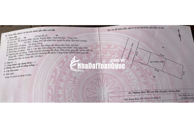 Kẹt tiền Chính Chủ bán gấp đất Xuyên Mộc giá rẻ 344m² Gần Cao Tốc, Giá 2,2 Tỷ Sổ hồng ngay