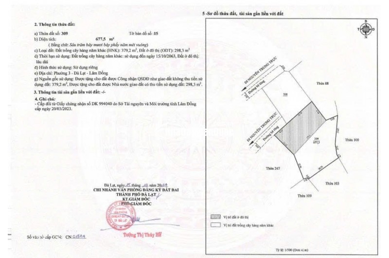 ĐẦU TƯ SINH LỜI - Chính Chủ Bán Đất Vị Trí Đắc Địa Tại Đường Nguyễn Trung Trực, Phường 3(cũ), Đà Lạt