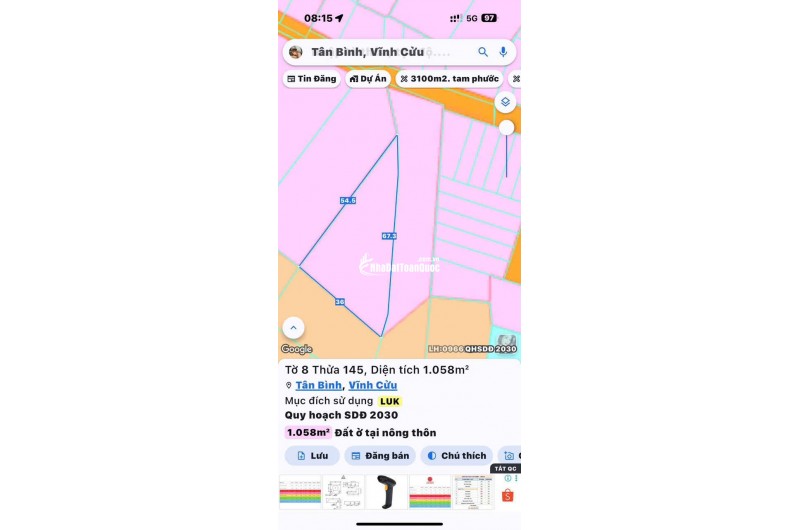 Bán đất tại Phường Tân Triều. Vĩnh Cửu. Đồng Nai-0909808615