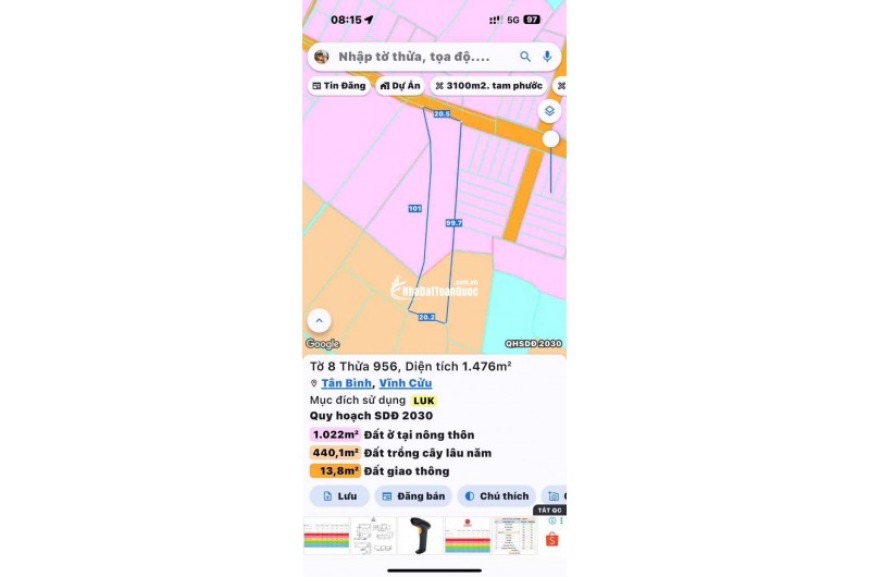 Bán đất tại Phường Tân Triều. Vĩnh Cửu. Đồng Nai-0909808615