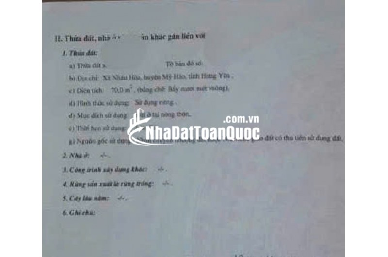 Bán đất: Duy nhất 1 lô tại bến xe Mỹ Hào, Hưng Yên.