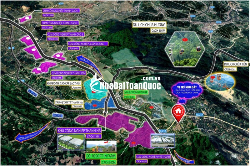 Khu đất tại Phú Thành, Lạc Thủy, Hòa Bình. Điểm nhấn vị trí nằm sát các Resort và CCN lớn trọng điểm tại Phú Thành