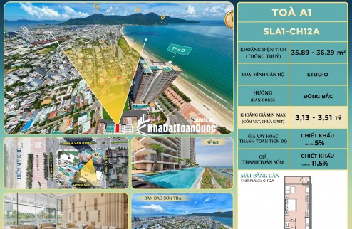 Qũy căn dộc quyền căn hộ cao cấp mặt biển Mỹ Khê,CK 14,5% The Soleil Đà Nẵng, khai thác KD 500tr/năm