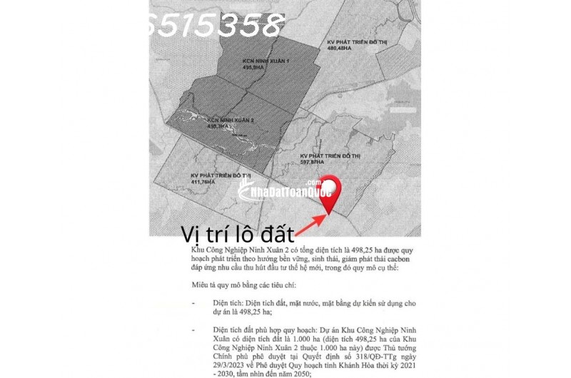 Bán đất 3 mặt tiền DT5 Ninh Xuân Ninh Hòa, 2.600m², ngang 65,5m, gần KCN Ninh Xuân 1,2 – BECAMEX, VSIP, pháp lý rõ ràng.
