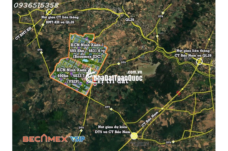 Lô đất 3 mặt tiền DT5 – ngang 65,5m – hơn 2.600m² tại Ninh Xuân, Ninh Hòa.