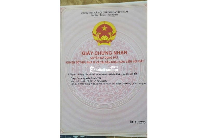 Bán 223m2 đất thổ cư 2 mặt tiền Phước Lý, Cần Giuộc, Long An, Giáp Bình Chánh, 3.9tỷTL. Lh:0908242626, 0904413938.