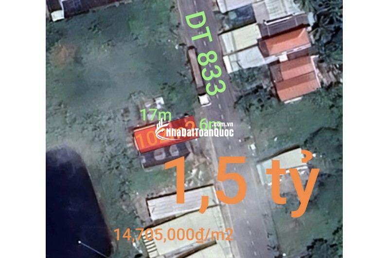 Bán hạ giá mặt tiền tỉnh Lộ 833 gần Quốc Lộ 50B giá 1,5 tỷ