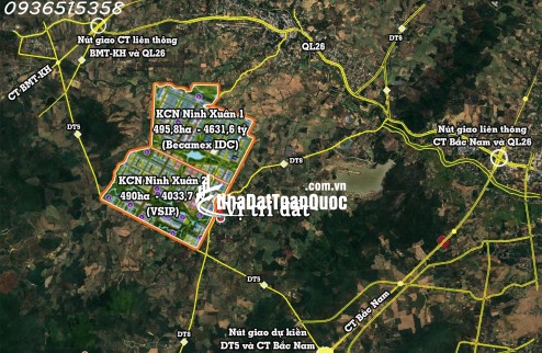 Lô đất 3 mặt tiền DT5 – ngang 65,5m – hơn 2.600m² tại Ninh Xuân, Ninh Hòa.